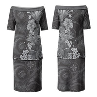 Pauli Hawai'i Hibiscus Couples Matching Puletasi and Hawaiian Shirt Polynesian Tribal Tattoo Pattern Floral Elements