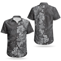 Pauli Hawai'i Hibiscus Couples Matching Summer Maxi Dress and Hawaiian Shirt Polynesian Tribal Tattoo Pattern Floral Elements