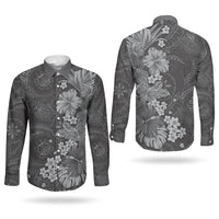 Pauli Hawai'i Hibiscus Couples Matching Tank Maxi Dress and Long Sleeve Button Shirt Polynesian Tribal Tattoo Pattern Floral Elements