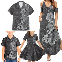 Pauli Hawai'i Hibiscus Family Matching Summer Maxi Dress and Hawaiian Shirt Polynesian Tribal Tattoo Pattern Floral Elements