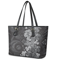 Pauli Hawai'i Hibiscus Leather Tote Bag Polynesian Tribal Tattoo Pattern Floral Elements