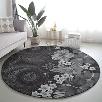 Pauli Hawai'i Hibiscus Round Carpet Polynesian Tribal Tattoo Pattern Floral Elements