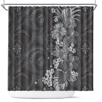 Pauli Hawai'i Hibiscus Shower Curtain Polynesian Tribal Tattoo Pattern Floral Elements