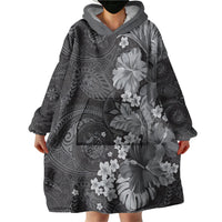 Pauli Hawai'i Hibiscus Wearable Blanket Hoodie Polynesian Tribal Tattoo Pattern Floral Elements