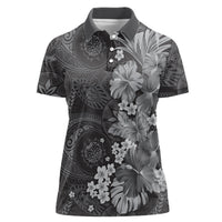 Pauli Hawai'i Hibiscus Women Polo Shirt Polynesian Tribal Tattoo Pattern Floral Elements