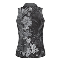 Pauli Hawai'i Hibiscus Women Sleeveless Polo Shirt Polynesian Tribal Tattoo Pattern Floral Elements