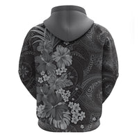Pauli Hawai'i Hibiscus Zip Hoodie Polynesian Tribal Tattoo Pattern Floral Elements