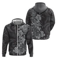 Pauli Hawai'i Hibiscus Zip Hoodie Polynesian Tribal Tattoo Pattern Floral Elements