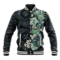 Pauliuli Hawai'i Hibiscus Baseball Jacket Polynesian Tribal Tattoo Pattern Floral Elements