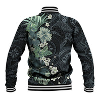 Pauliuli Hawai'i Hibiscus Baseball Jacket Polynesian Tribal Tattoo Pattern Floral Elements