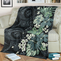 Pauliuli Hawai'i Hibiscus Blanket Polynesian Tribal Tattoo Pattern Floral Elements