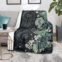 Pauliuli Hawai'i Hibiscus Blanket Polynesian Tribal Tattoo Pattern Floral Elements