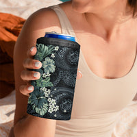 Pauliuli Hawai'i Hibiscus 4 in 1 Can Cooler Tumbler Polynesian Tribal Tattoo Pattern Floral Elements