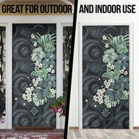 Pauliuli Hawai'i Hibiscus Door Cover Polynesian Tribal Tattoo Pattern Floral Elements