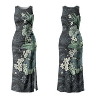 Pauliuli Hawai'i Hibiscus Family Matching Tank Maxi Dress and Hawaiian Shirt Polynesian Tribal Tattoo Pattern Floral Elements