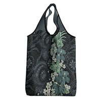 Pauliuli Hawai'i Hibiscus Grocery Bag Polynesian Tribal Tattoo Pattern Floral Elements