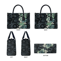 Pauliuli Hawai'i Hibiscus Leather Bag Polynesian Tribal Tattoo Pattern Floral Elements