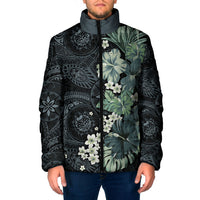 Pauliuli Hawai'i Hibiscus Padded Jacket Polynesian Tribal Tattoo Pattern Floral Elements