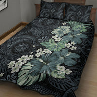 Pauliuli Hawai'i Hibiscus Quilt Bed Set Polynesian Tribal Tattoo Pattern Floral Elements