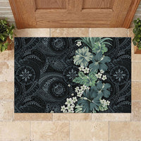 Pauliuli Hawai'i Hibiscus Rubber Doormat Polynesian Tribal Tattoo Pattern Floral Elements