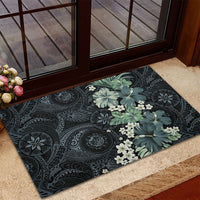 Pauliuli Hawai'i Hibiscus Rubber Doormat Polynesian Tribal Tattoo Pattern Floral Elements