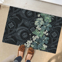 Pauliuli Hawai'i Hibiscus Rubber Doormat Polynesian Tribal Tattoo Pattern Floral Elements