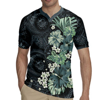 Pauliuli Hawai'i Hibiscus Rugby Jersey Polynesian Tribal Tattoo Pattern Floral Elements