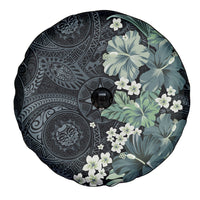 Pauliuli Hawai'i Hibiscus Spare Tire Cover Polynesian Tribal Tattoo Pattern Floral Elements