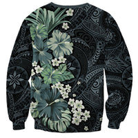 Pauliuli Hawai'i Hibiscus Sweatshirt Polynesian Tribal Tattoo Pattern Floral Elements