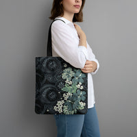 Pauliuli Hawai'i Hibiscus Tote Bag Polynesian Tribal Tattoo Pattern Floral Elements