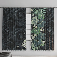 Pauliuli Hawai'i Hibiscus Window Curtain Polynesian Tribal Tattoo Pattern Floral Elements