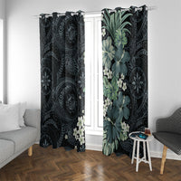 Pauliuli Hawai'i Hibiscus Window Curtain Polynesian Tribal Tattoo Pattern Floral Elements