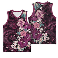 Poni Mama Hawai'i Hibiscus Basketball Jersey Polynesian Tribal Tattoo Pattern Floral Elements