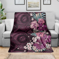 Poni Mama Hawai'i Hibiscus Blanket Polynesian Tribal Tattoo Pattern Floral Elements