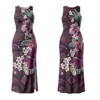 Poni Mama Hawai'i Hibiscus Couples Matching Tank Maxi Dress and Hawaiian Shirt Polynesian Tribal Tattoo Pattern Floral Elements