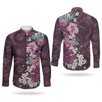 Poni Mama Hawai'i Hibiscus Couples Matching Tank Maxi Dress and Long Sleeve Button Shirt Polynesian Tribal Tattoo Pattern Floral Elements
