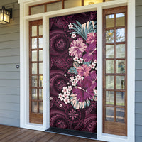 Poni Mama Hawai'i Hibiscus Door Cover Polynesian Tribal Tattoo Pattern Floral Elements