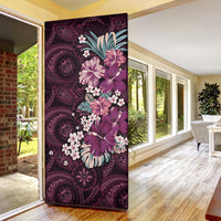 Poni Mama Hawai'i Hibiscus Door Cover Polynesian Tribal Tattoo Pattern Floral Elements