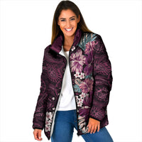 Poni Mama Hawai'i Hibiscus Padded Jacket Polynesian Tribal Tattoo Pattern Floral Elements