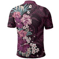 Poni Mama Hawai'i Hibiscus Polo Shirt Polynesian Tribal Tattoo Pattern Floral Elements