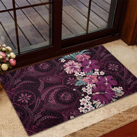 Poni Mama Hawai'i Hibiscus Rubber Doormat Polynesian Tribal Tattoo Pattern Floral Elements