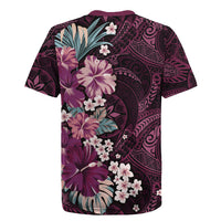 Poni Mama Hawai'i Hibiscus Rugby Jersey Polynesian Tribal Tattoo Pattern Floral Elements