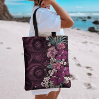 Poni Mama Hawai'i Hibiscus Tote Bag Polynesian Tribal Tattoo Pattern Floral Elements