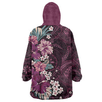Poni Mama Hawai'i Hibiscus Wearable Blanket Hoodie Polynesian Tribal Tattoo Pattern Floral Elements