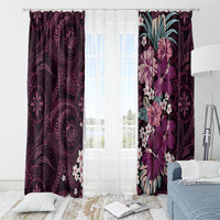 Poni Mama Hawai'i Hibiscus Window Curtain Polynesian Tribal Tattoo Pattern Floral Elements