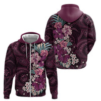Poni Mama Hawai'i Hibiscus Zip Hoodie Polynesian Tribal Tattoo Pattern Floral Elements