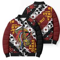 Personalised Papua New Guinea Bird Drum Bomber Puffer Jacket Papuan Batik Motif