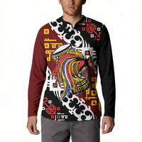 Personalised Papua New Guinea Bird Drum Button Sweatshirt Papuan Batik Motif
