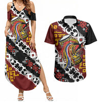 Personalised Papua New Guinea Bird Drum Couples Matching Summer Maxi Dress and Hawaiian Shirt Papuan Batik Motif