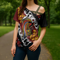 Personalised Papua New Guinea Bird Drum Cross Shoulder Shirt Papuan Batik Motif